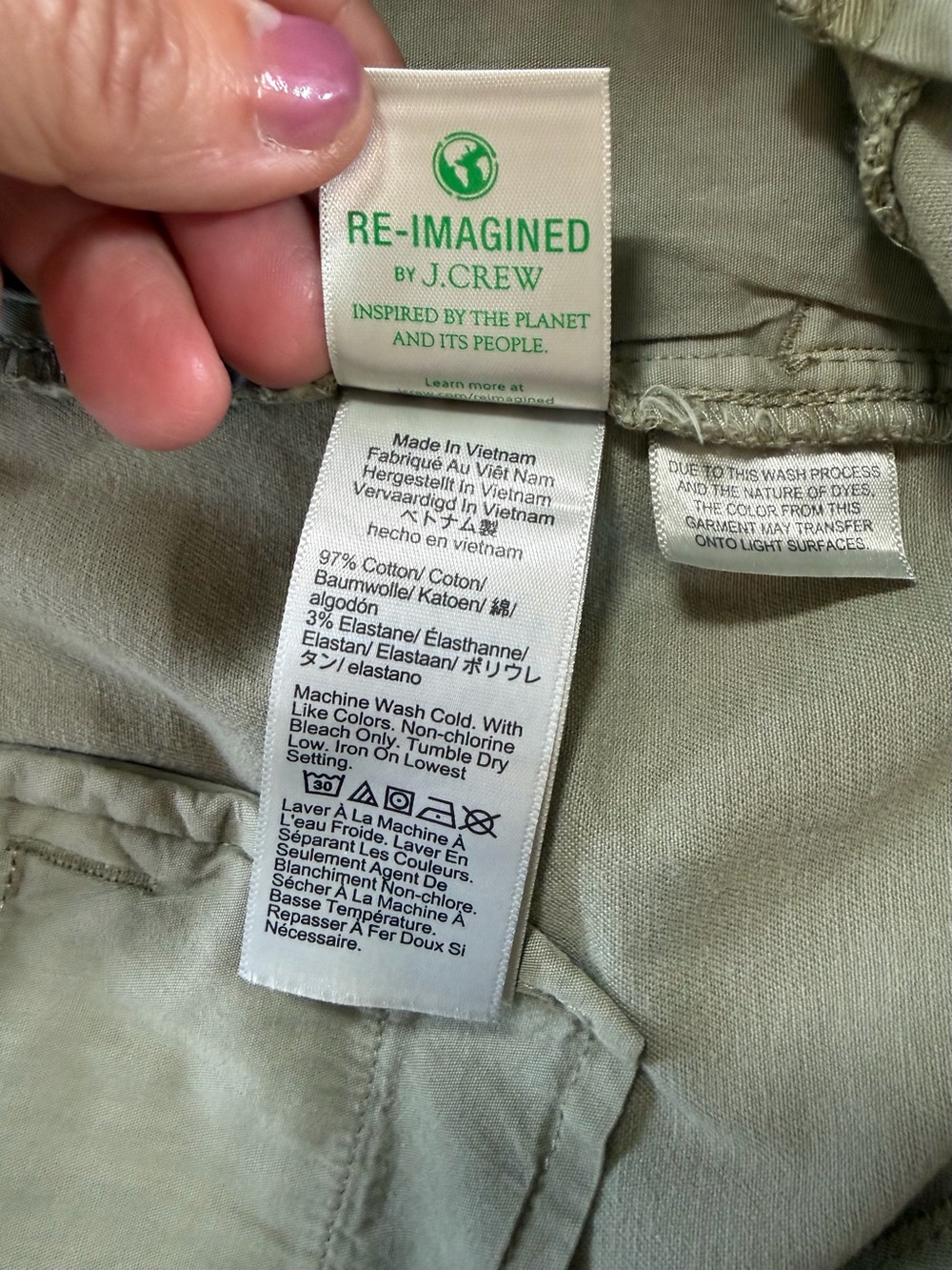 J.Crew Re-Imagined Olive Chino Shorts Size 4 Fair Trade X-92 - Picture 9 of 16
